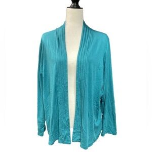 L.L. Bean Teal Green Pima Cotton Open Front Cardigan Women's Plus Size 2X